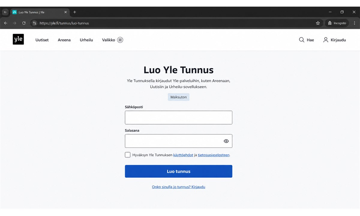 Yle Tunnuksen luominen Late Lammas katsomiseen