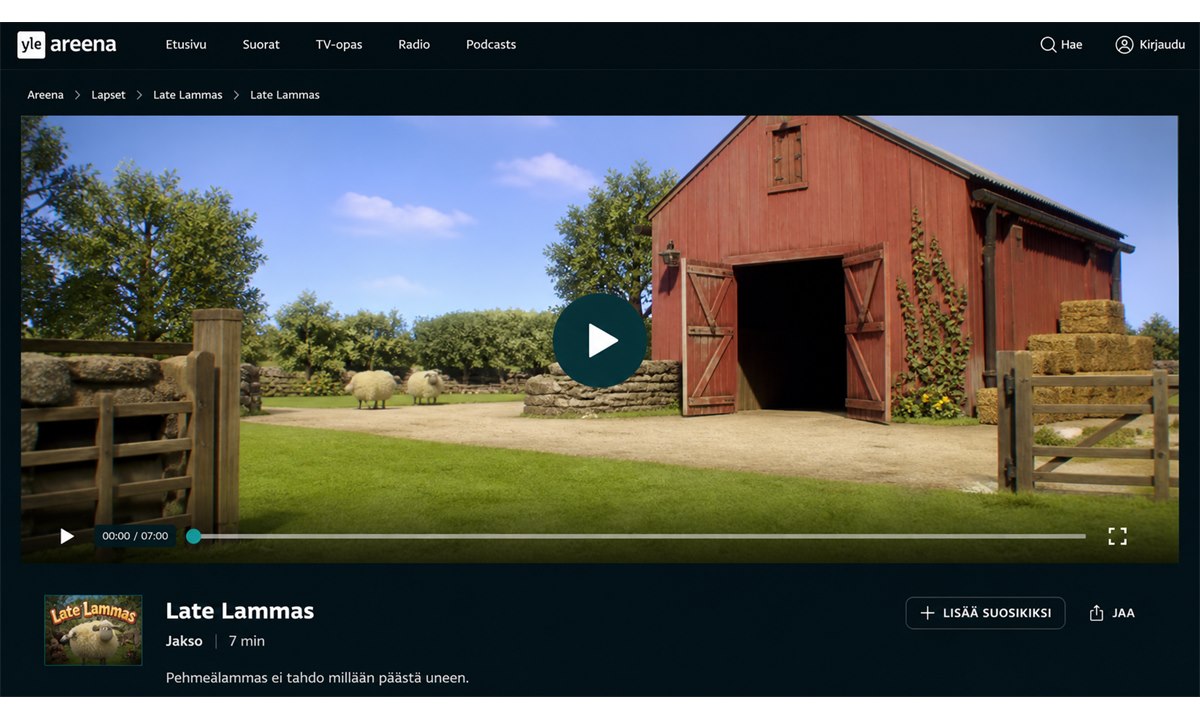Late Lammas jakson katsominen Yle Areenassa