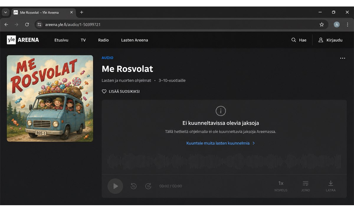 Me rosvolat katselu Yle Areena soitin