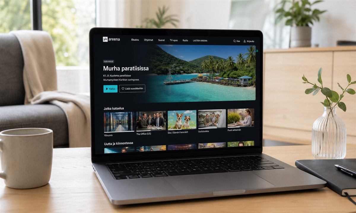 Yle Areena sovellus avattuna laitteella