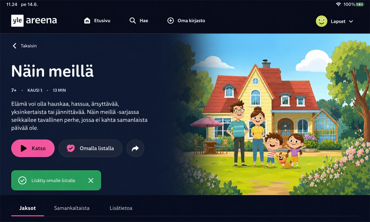 Sarja lisätty suosikkeihin Yle Areenassa