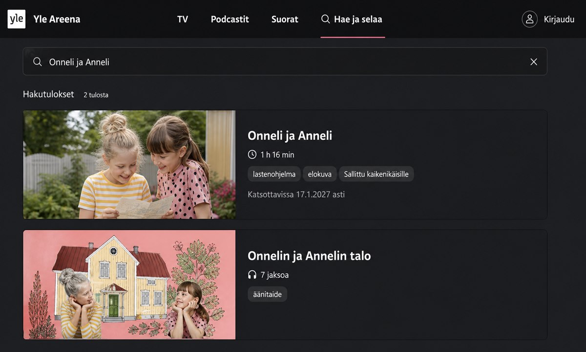 Yle areena onneli ja anneli