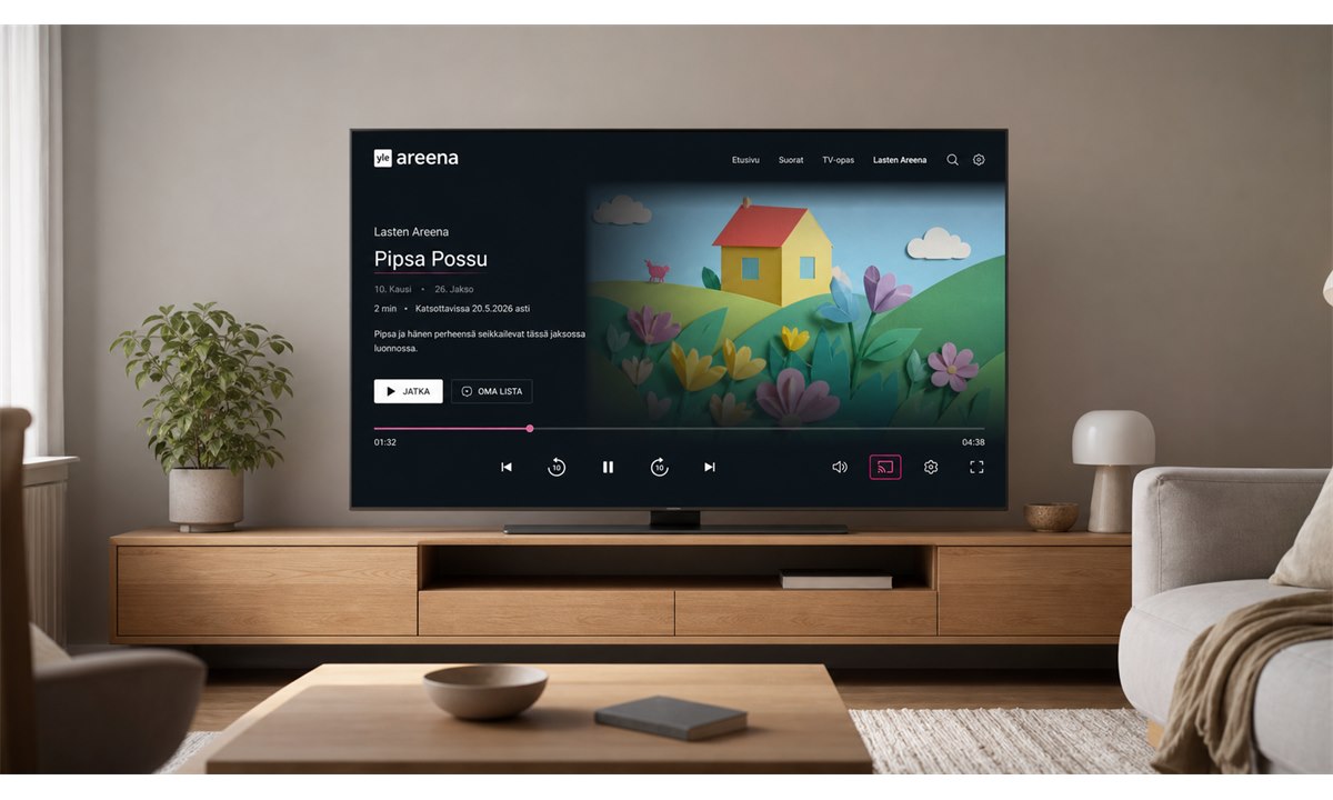 Pipsa Possu katsominen Smart TV:llä Yle Areenassa