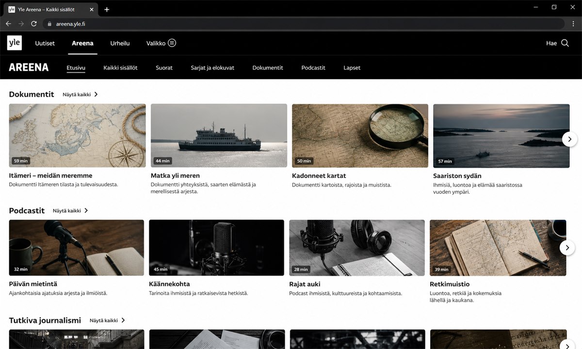 Yle Areena etusivu Riku Rantalan ohjelmille