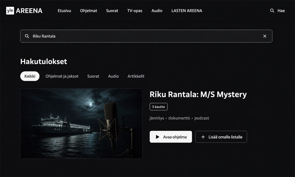 Riku Rantala haku Yle Areena