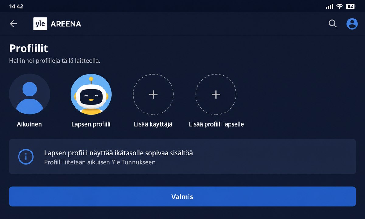 Yle Areena sovelluksen lapsilukkoasetukset