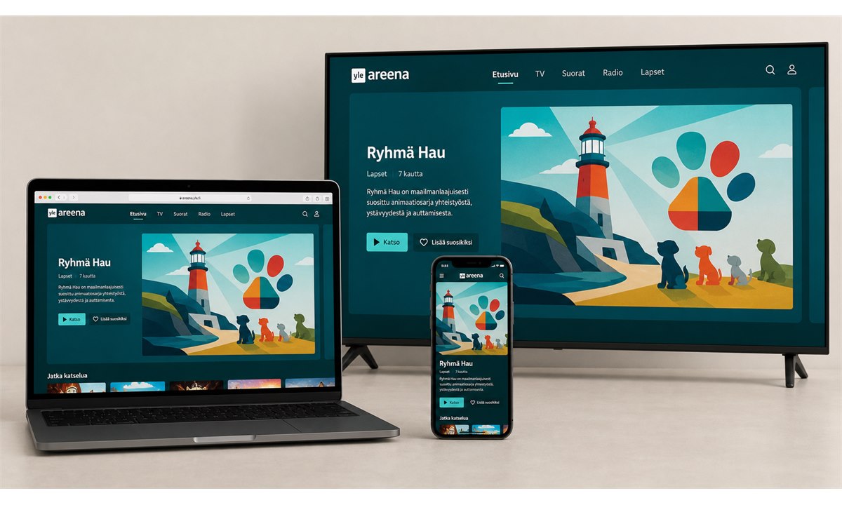 Yle Areena sovelluksen avaaminen mobiililaitteella ja tietokoneella