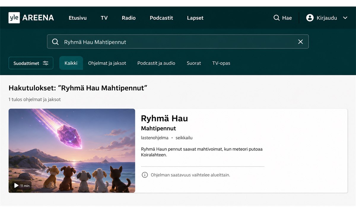 Ryhmä Hau Mahtipennut hakutulos Yle Areenassa