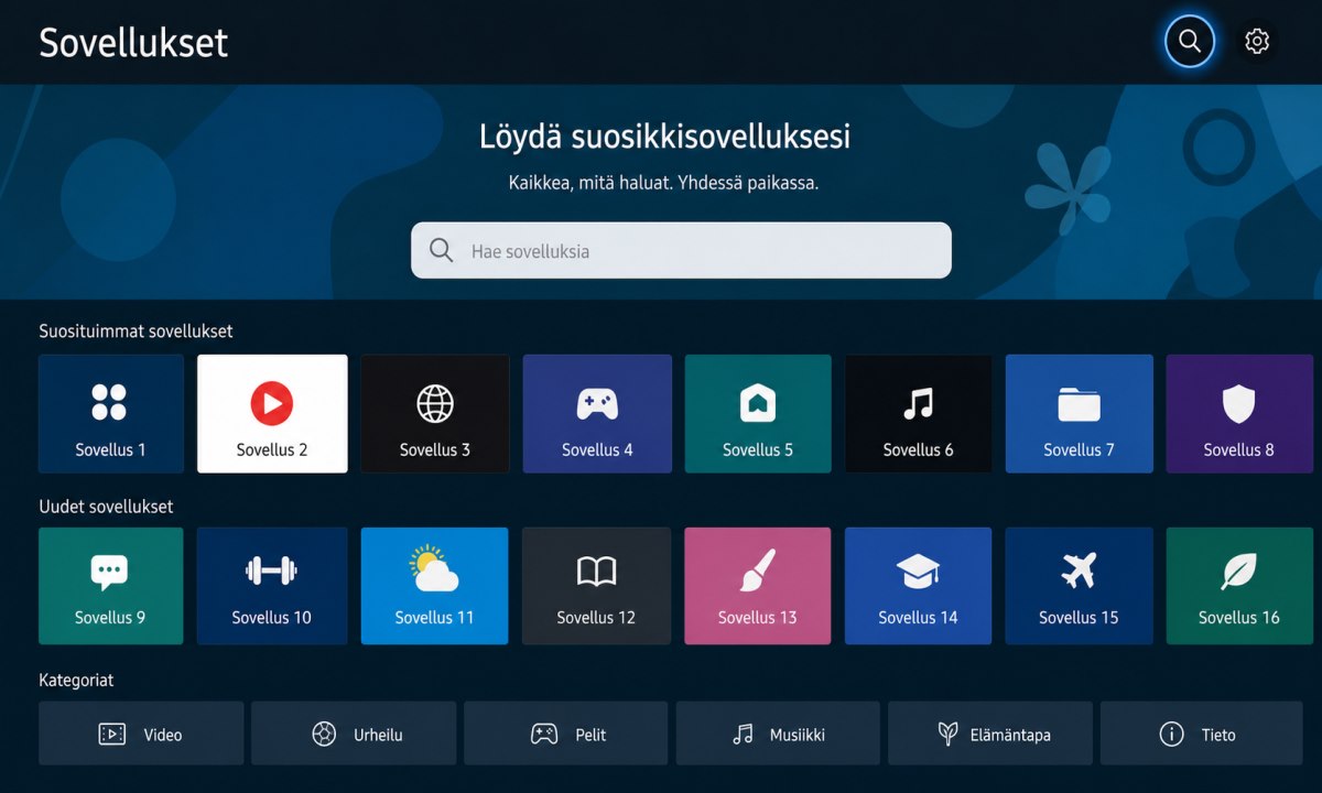 Samsung TV Apps sovelluskauppa hakutoiminto