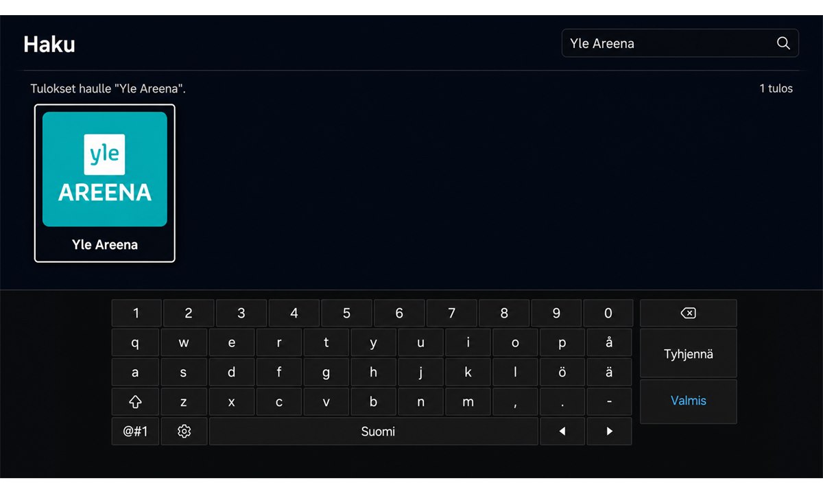 Yle Areena haku Samsung sovelluskaupasta