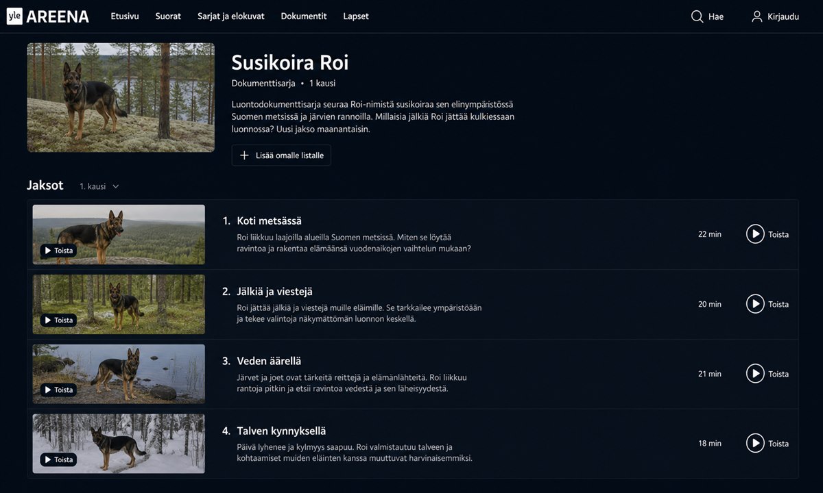 Susikoira Roi jaksot Yle Areenassa