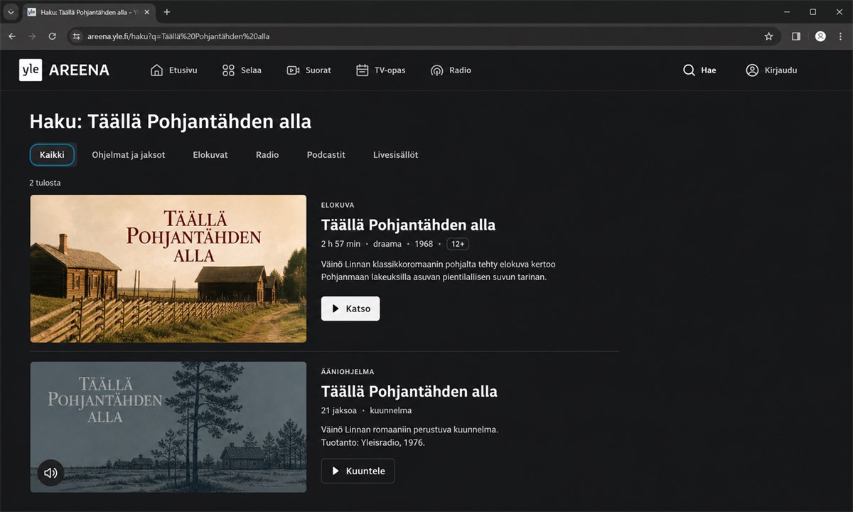 Täällä Pohjantähden alla hakutulos Areena