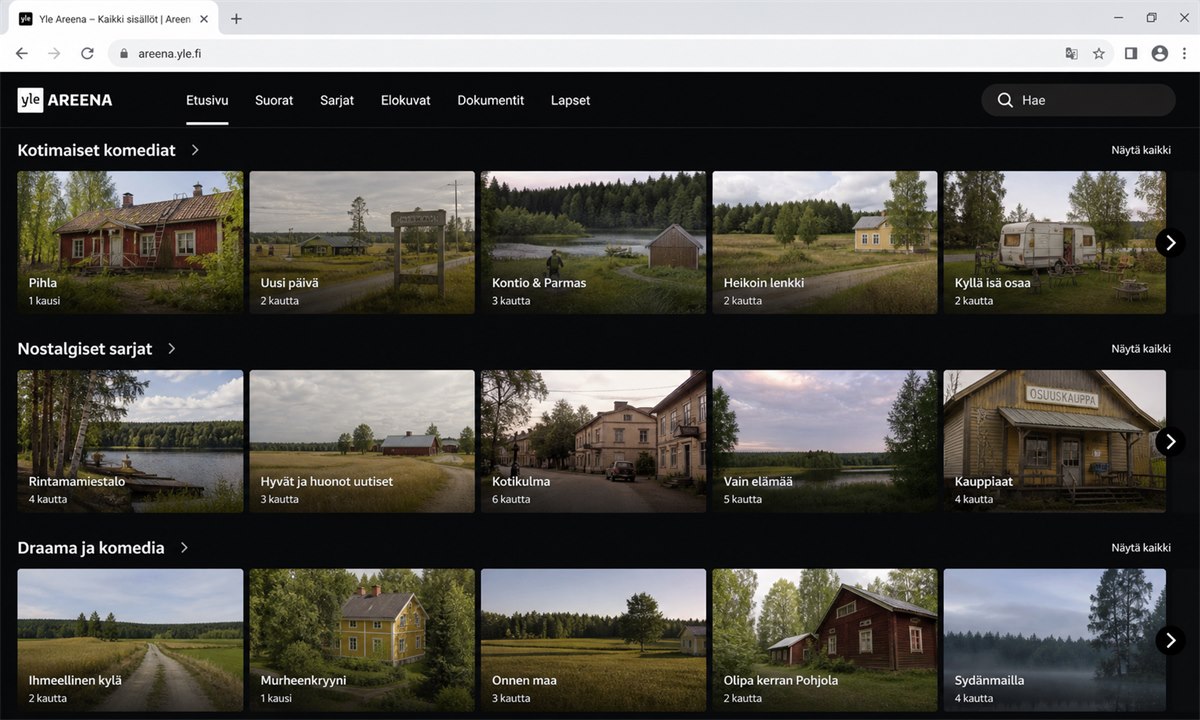 Yle Areena etusivu ja hakukuvake