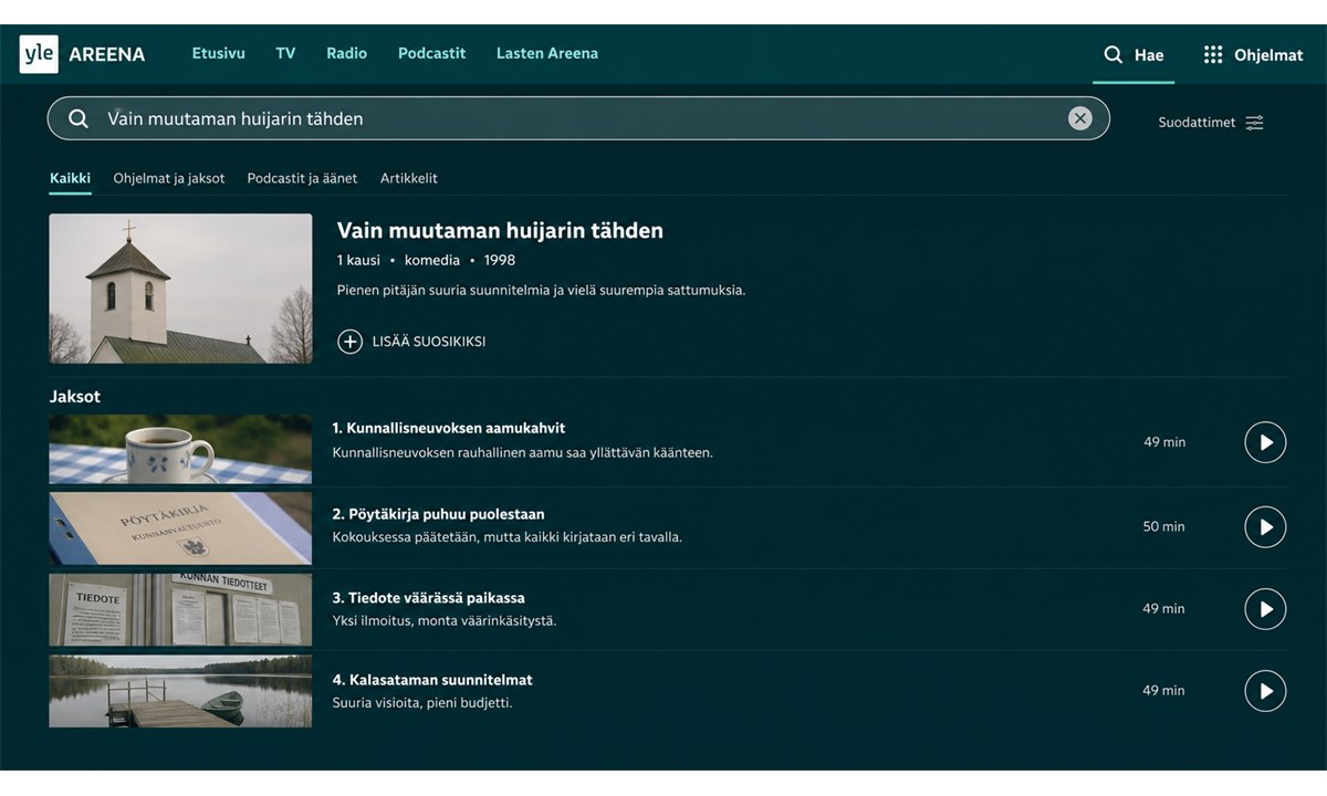 Yle Areena haku Vain muutaman huijarin tähden