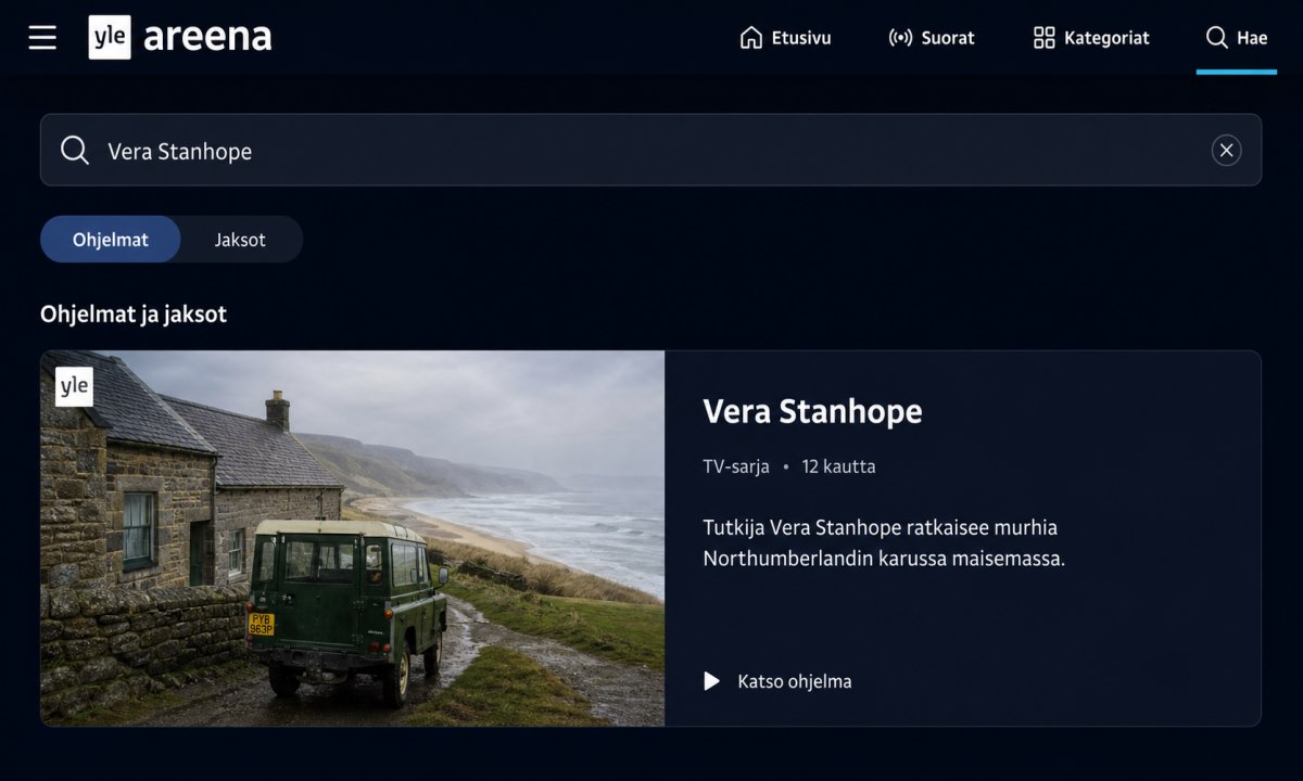 Yle Areena haku Vera Stanhope rikossarja