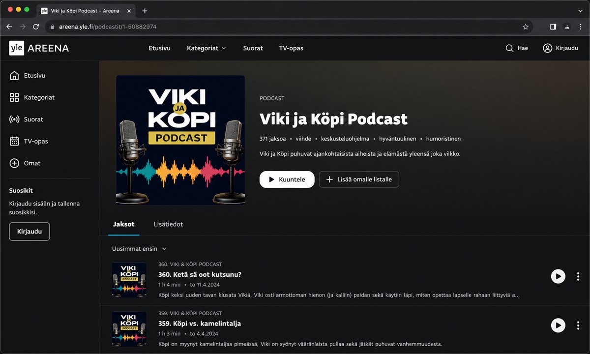 Yle areena viki ja köpi podcast