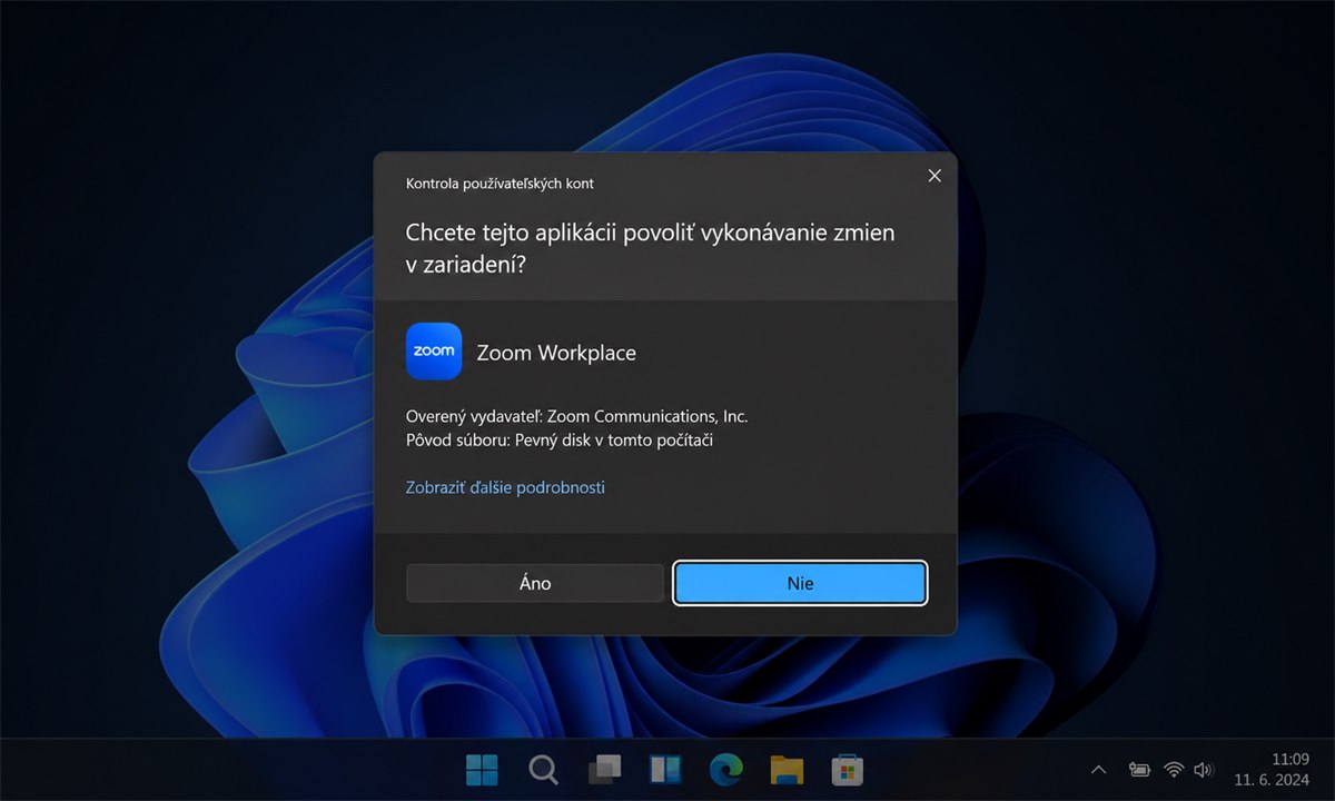 Dialóg UAC pri inštalácii Zoom na Windows