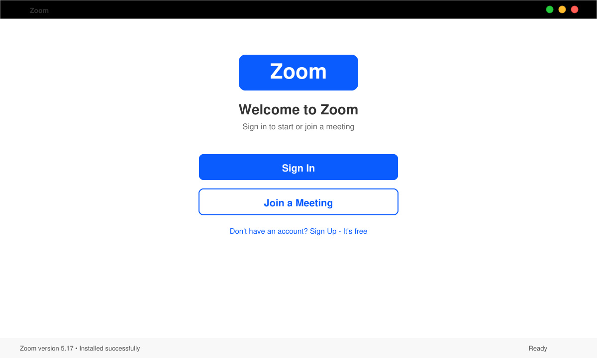Úspěšná instalace Zoomu po stažení zdarma