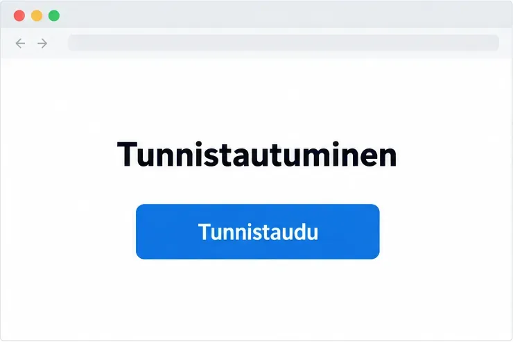 Kaaviomaisessa verkkopalvelun tunnistautumisnäkymässä näkyy Tunnistaudu-painike.